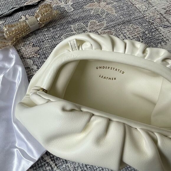 NWT Understated Leather crescent clutch with gold tone chain strap - Picture 5 of 7